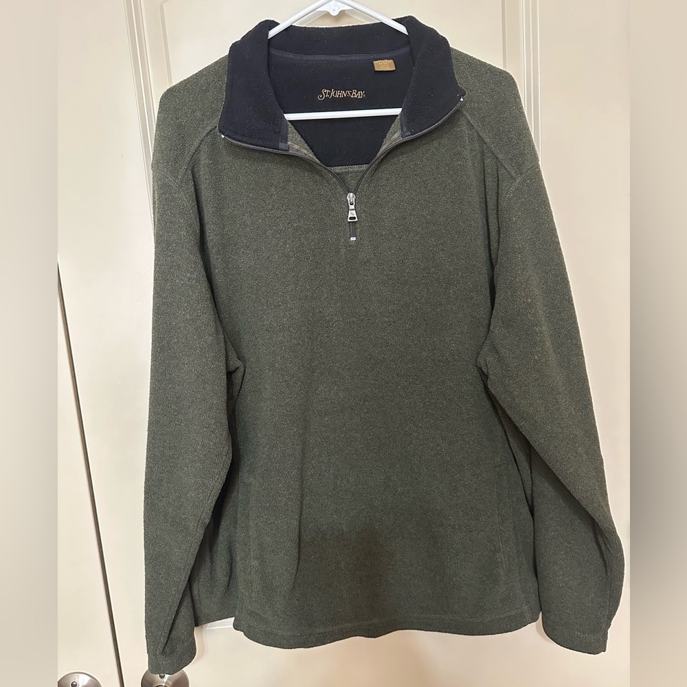 St. John’s Bay Quarter Zip-Men’s Long Sleeve pullover Sweater- Green